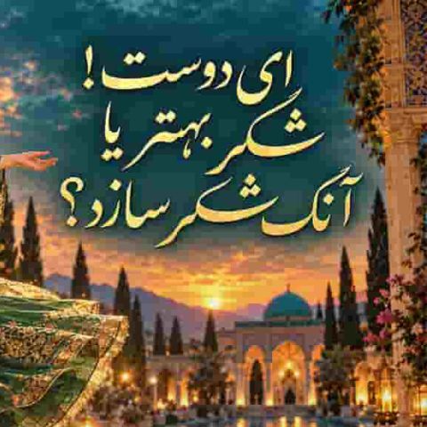 ای دوست‌ شکر بهتر یا آنک شکر سازد‌ (مولانا)